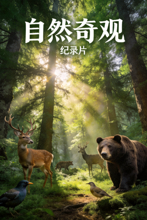 纪录片《自然奇观》海报 - 野生动物在森林中，高清画质